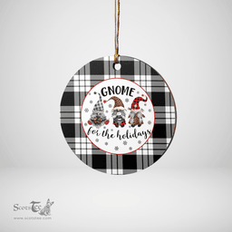 Scottish MacFarlane Black & White Clan Tartan Ceramic Ornament - Gnome Round Style Scottish Plaid Tartan Plaid