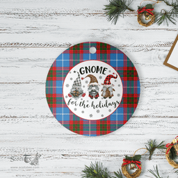Scottish Crichton District Clan Tartan Ceramic Ornament - Gnome Round Style Scottish Plaid Tartan Plaid