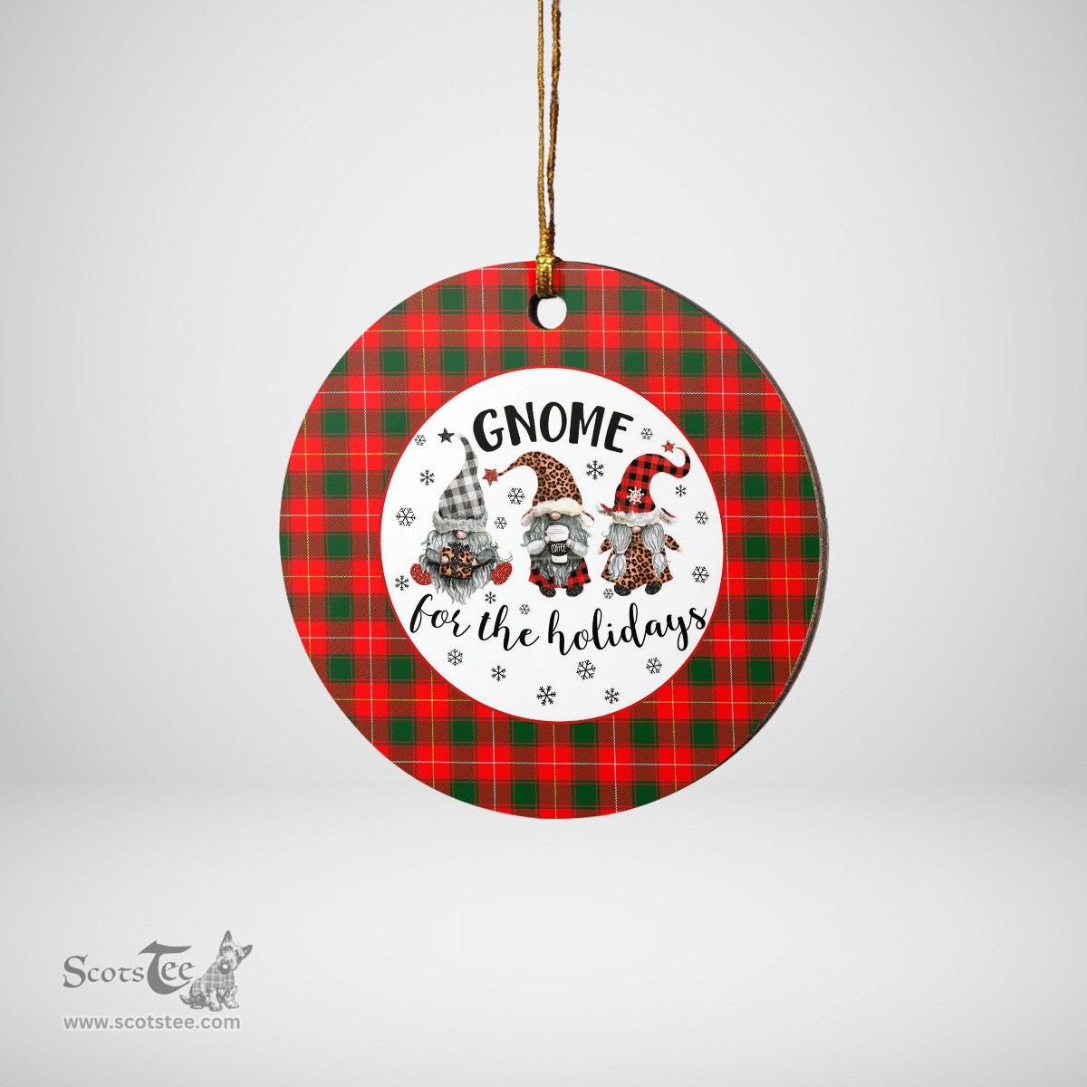 Scottish MacPhee Modern Clan Tartan Ceramic Ornament - Gnome Round Style Scottish Plaid Tartan Plaid