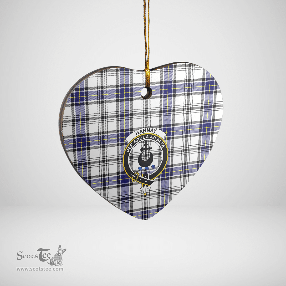 Scottish Hannay Clan Tartan Ceramic Ornament - Crest Heart Style Scottish Plaid Tartan Plaid