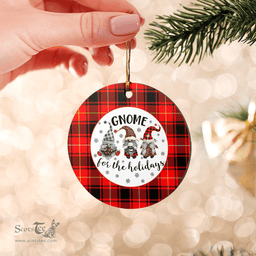 Scottish MacIver Modern Clan Tartan Ceramic Ornament - Gnome Round Style Scottish Plaid Tartan Plaid