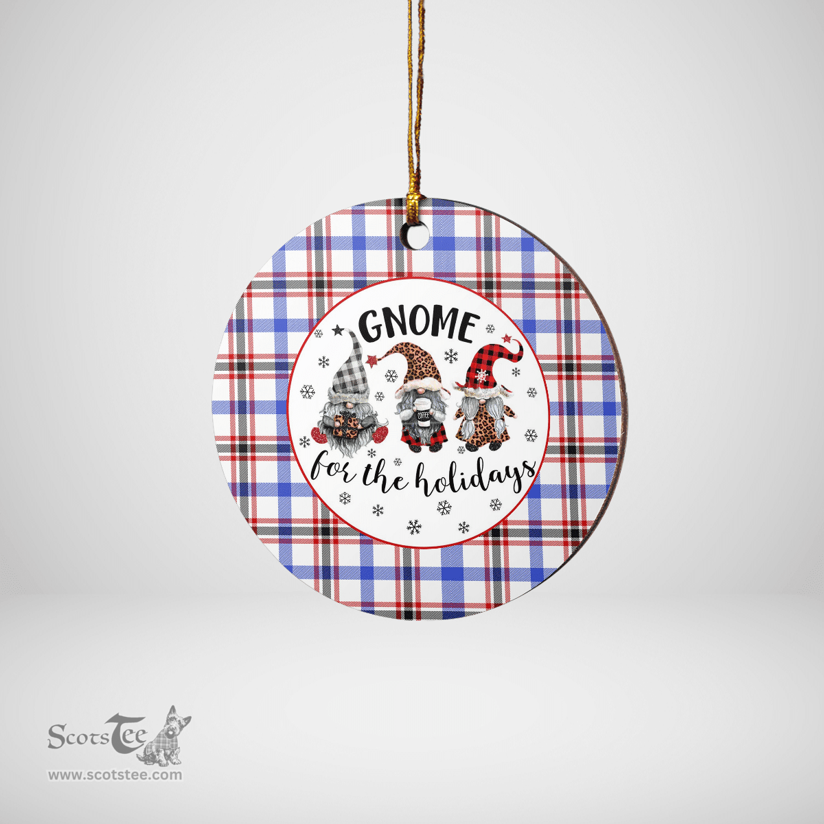 Scottish Boswell Modern Clan Tartan Ceramic Ornament - Gnome Round Style Scottish Plaid Tartan Plaid