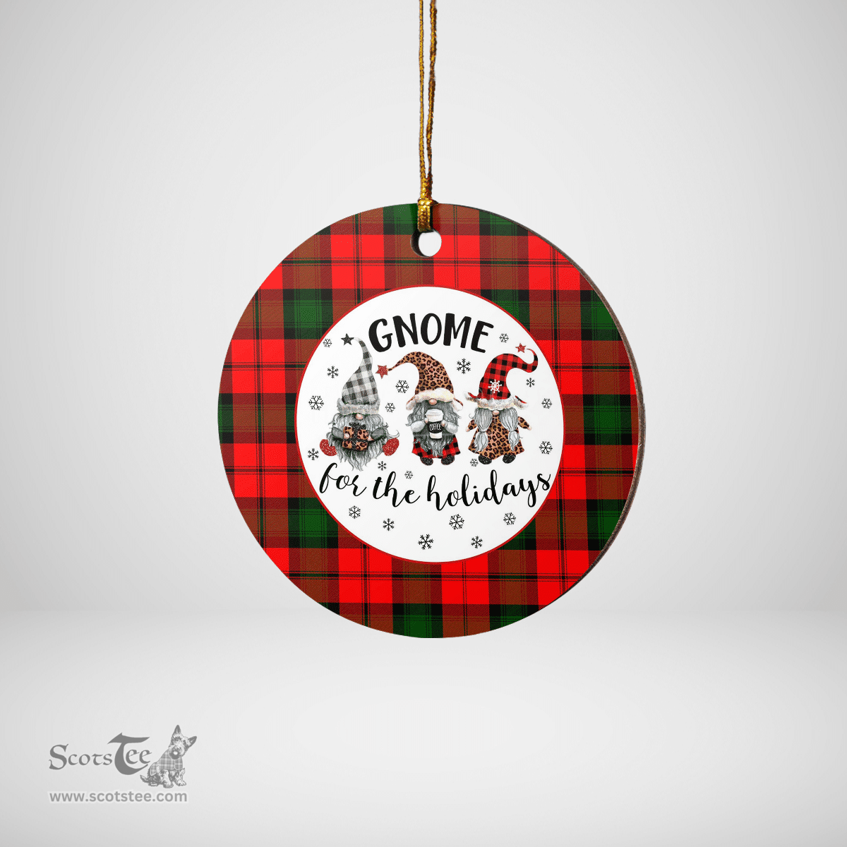 Scottish Kerr Modern Clan Tartan Ceramic Ornament - Gnome Round Style Scottish Plaid Tartan Plaid