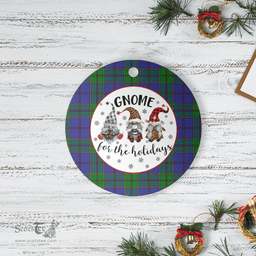 Scottish Strachan Clan Tartan Ceramic Ornament - Gnome Round Style Scottish Plaid Tartan Plaid