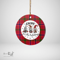 Scottish MacRae Modern Clan Tartan Ceramic Ornament - Gnome Round Style Scottish Plaid Tartan Plaid
