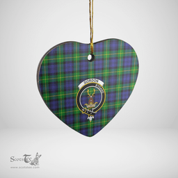 Scottish Gordon Modern Clan Tartan Ceramic Ornament - Crest Heart Style Scottish Plaid Tartan Plaid