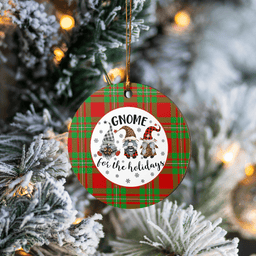 Scottish MacGregor Modern Clan Tartan Ceramic Ornament - Gnome Round Style Scottish Plaid Tartan Plaid