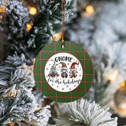 Scottish MacKinnon Hunting Modern Clan Tartan Ceramic Ornament - Gnome Round Style Scottish Plaid Tartan Plaid