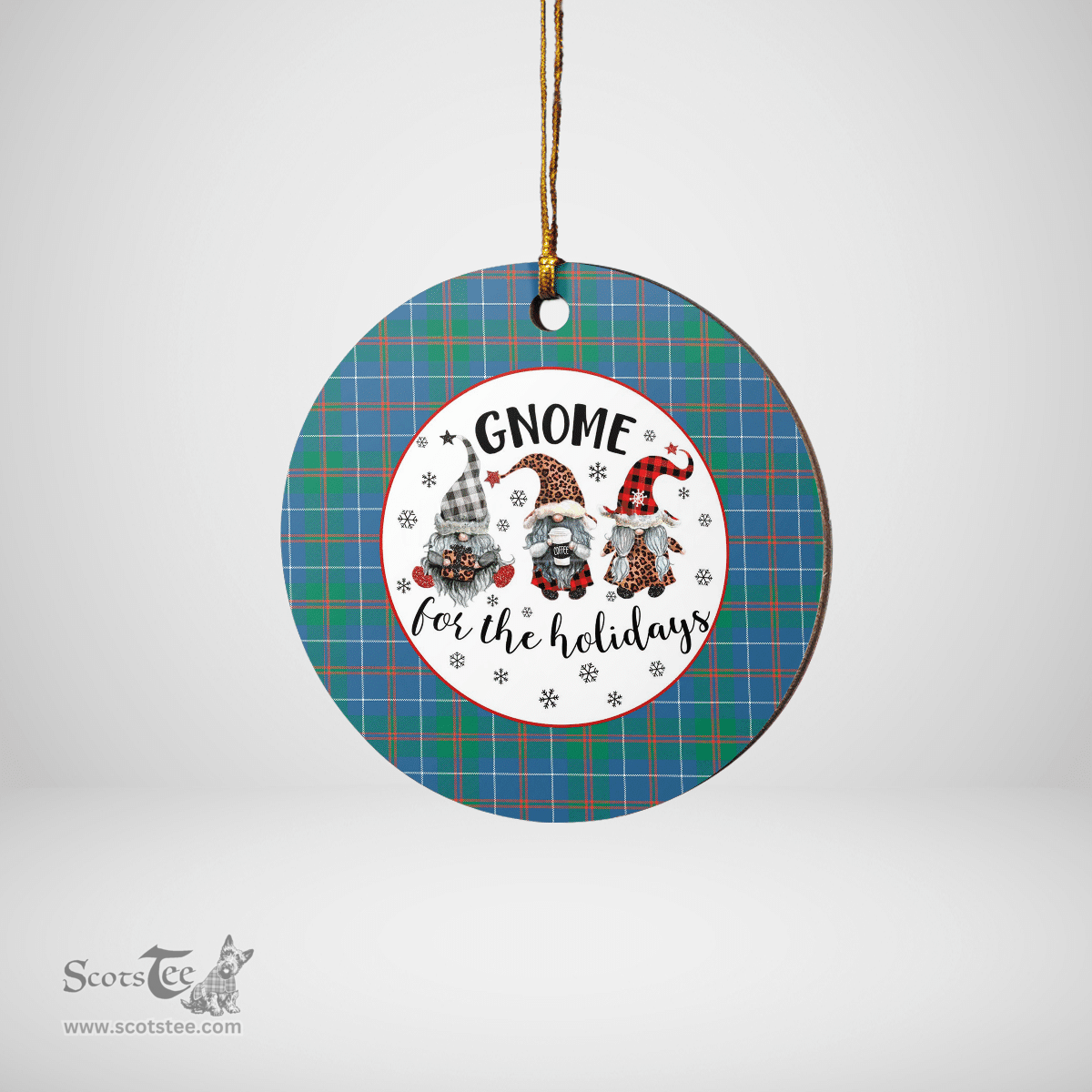 Scottish MacHardy Ancient Clan Tartan Ceramic Ornament - Gnome Round Style Scottish Plaid Tartan Plaid