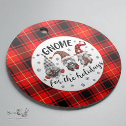 Scottish MacIver Modern Clan Tartan Ceramic Ornament - Gnome Round Style Scottish Plaid Tartan Plaid