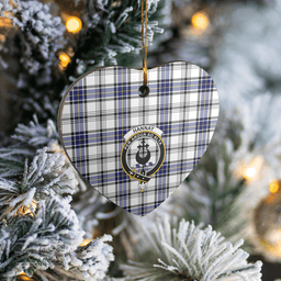 Scottish Hannay Clan Tartan Ceramic Ornament - Crest Heart Style Scottish Plaid Tartan Plaid