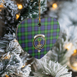 Scottish Gordon Modern Clan Tartan Ceramic Ornament - Crest Heart Style Scottish Plaid Tartan Plaid