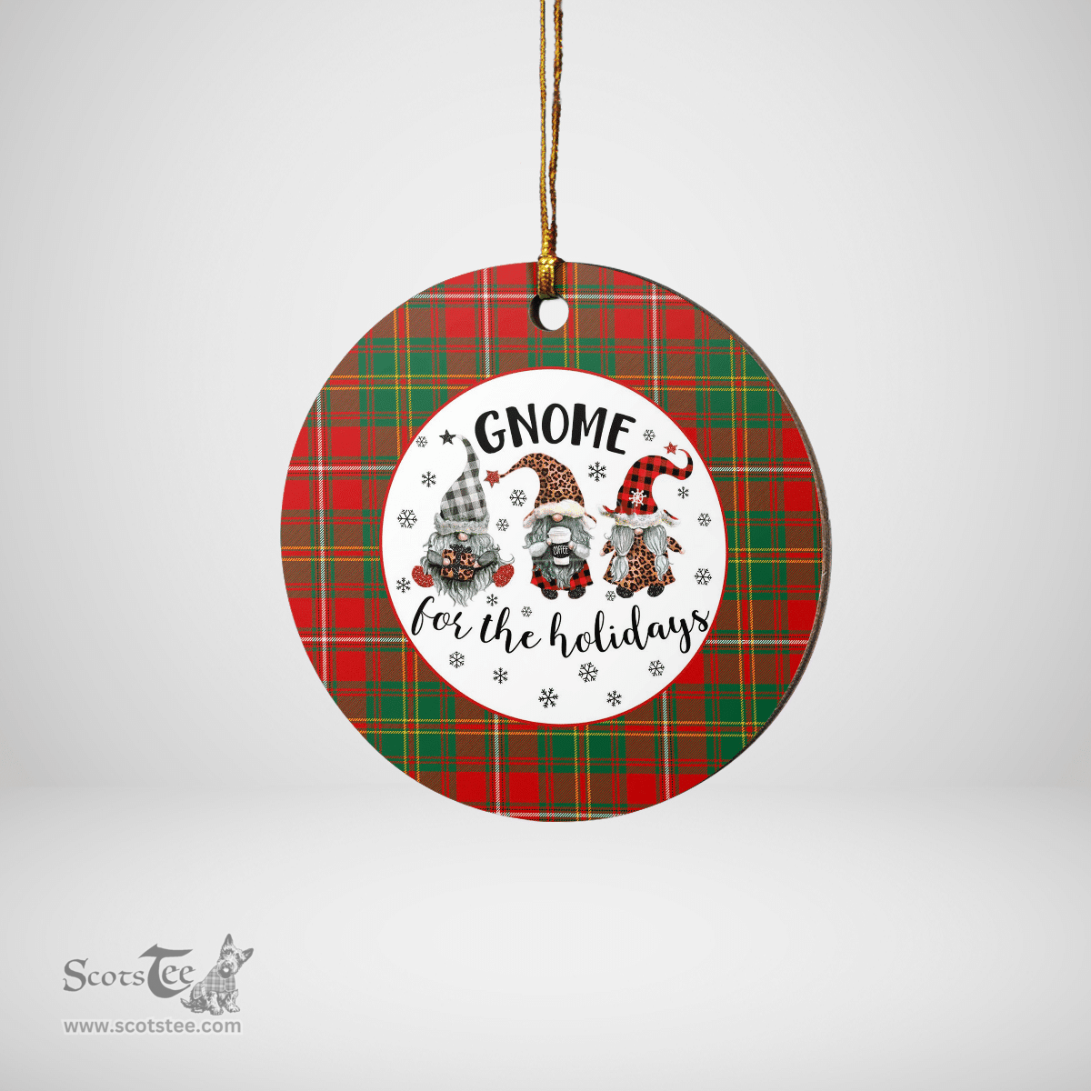 Scottish Hay Ancient Clan Tartan Ceramic Ornament - Gnome Round Style Scottish Plaid Tartan Plaid