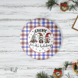 Scottish Boswell Modern Clan Tartan Ceramic Ornament - Gnome Round Style Scottish Plaid Tartan Plaid