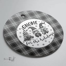 Scottish Glen Clan Tartan Ceramic Ornament - Gnome Round Style Scottish Plaid Tartan Plaid