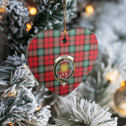 Scottish Kerr Ancient Clan Tartan Ceramic Ornament - Crest Heart Style Scottish Plaid Tartan Plaid