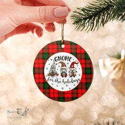 Scottish Kerr Modern Clan Tartan Ceramic Ornament - Gnome Round Style Scottish Plaid Tartan Plaid