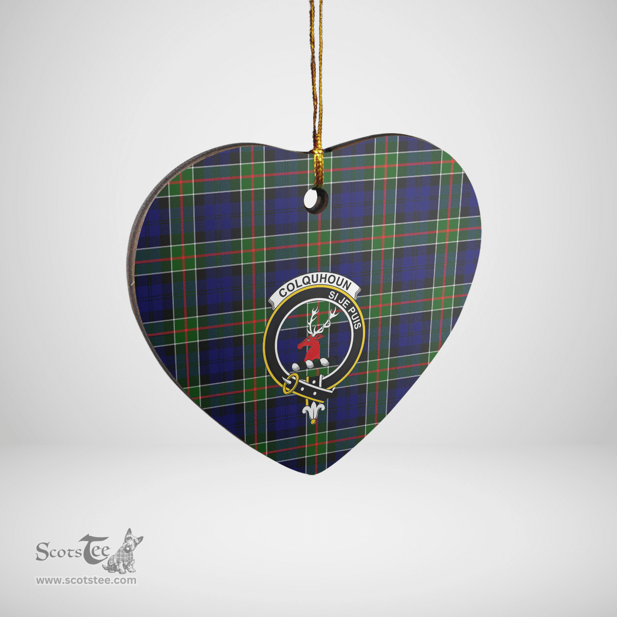 Scottish Colquhoun Modern Clan Tartan Ceramic Ornament - Crest Heart Style Scottish Plaid Tartan Plaid