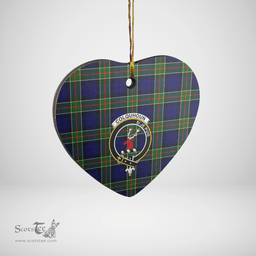 Scottish Colquhoun Modern Clan Tartan Ceramic Ornament - Crest Heart Style Scottish Plaid Tartan Plaid