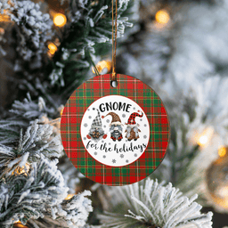 Scottish Hay Ancient Clan Tartan Ceramic Ornament - Gnome Round Style Scottish Plaid Tartan Plaid