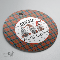 Scottish MacNaughton Ancient Clan Tartan Ceramic Ornament - Gnome Round Style Scottish Plaid Tartan Plaid