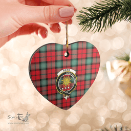 Scottish Kerr Ancient Clan Tartan Ceramic Ornament - Crest Heart Style Scottish Plaid Tartan Plaid