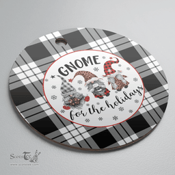 Scottish MacFarlane Black & White Clan Tartan Ceramic Ornament - Gnome Round Style Scottish Plaid Tartan Plaid