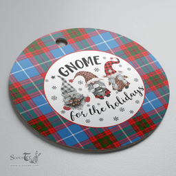 Scottish Crichton District Clan Tartan Ceramic Ornament - Gnome Round Style Scottish Plaid Tartan Plaid