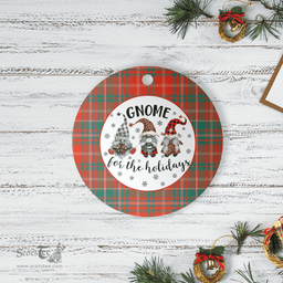 Scottish MacDougall Ancient Clan Tartan Ceramic Ornament - Gnome Round Style Scottish Plaid Tartan Plaid