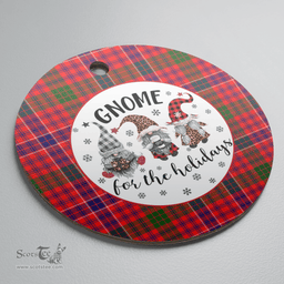 Scottish MacRae Modern Clan Tartan Ceramic Ornament - Gnome Round Style Scottish Plaid Tartan Plaid