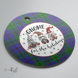 Scottish Strachan Clan Tartan Ceramic Ornament - Gnome Round Style Scottish Plaid Tartan Plaid