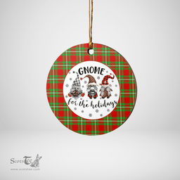 Scottish Grierson Clan Tartan Ceramic Ornament - Gnome Round Style Scottish Plaid Tartan Plaid