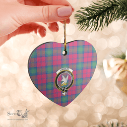 Scottish Lindsay Ancient Clan Tartan Ceramic Ornament - Crest Heart Style Scottish Plaid Tartan Plaid
