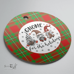 Scottish MacGregor Modern Clan Tartan Ceramic Ornament - Gnome Round Style Scottish Plaid Tartan Plaid