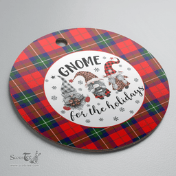 Scottish Ruthven Modern Clan Tartan Ceramic Ornament - Gnome Round Style Scottish Plaid Tartan Plaid