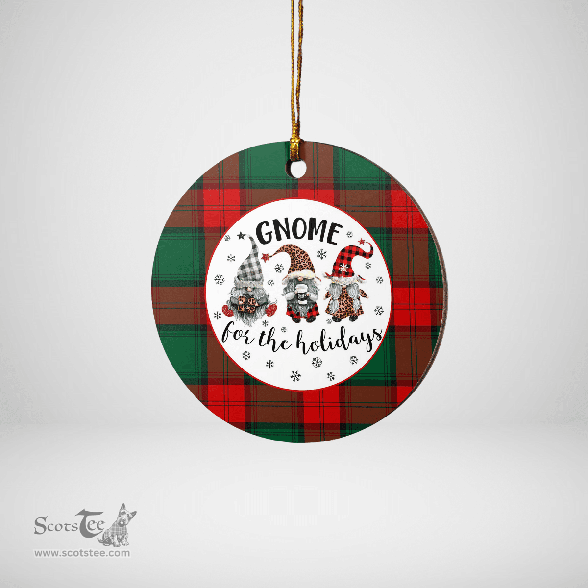 Scottish Stewart Atholl Modern Clan Tartan Ceramic Ornament - Gnome Round Style Scottish Plaid Tartan Plaid