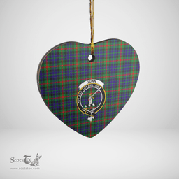 Scottish Gunn Clan Tartan Ceramic Ornament - Crest Heart Style Scottish Plaid Tartan Plaid