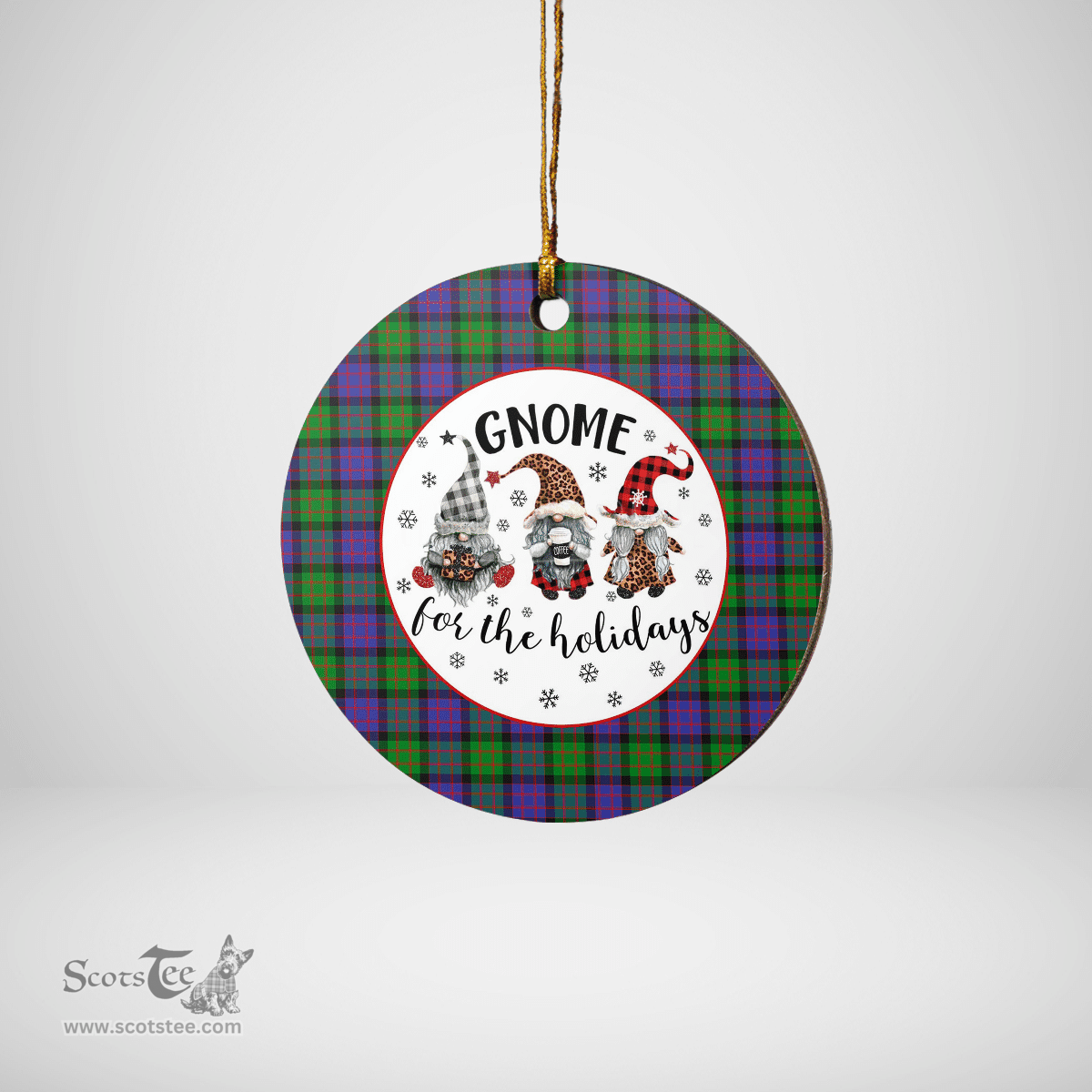 Scottish MacBrayne Clan Tartan Ceramic Ornament - Gnome Round Style Scottish Plaid Tartan Plaid