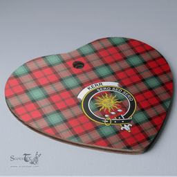 Scottish Kerr Ancient Clan Tartan Ceramic Ornament - Crest Heart Style Scottish Plaid Tartan Plaid