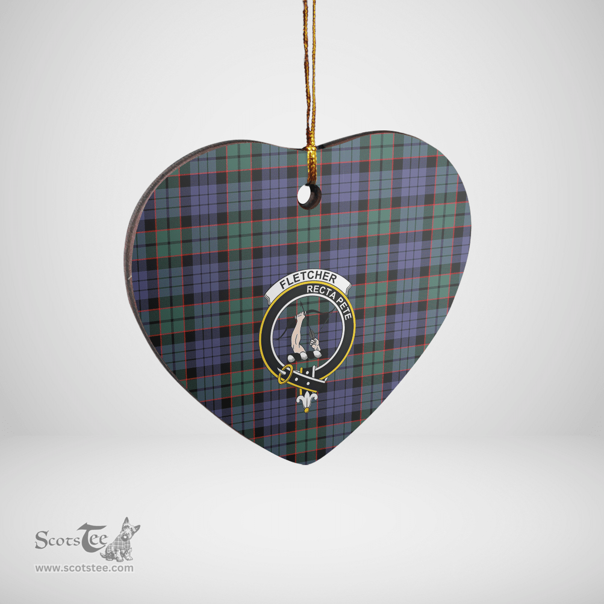 Scottish Fletcher Modern Clan Tartan Ceramic Ornament - Crest Heart Style Scottish Plaid Tartan Plaid