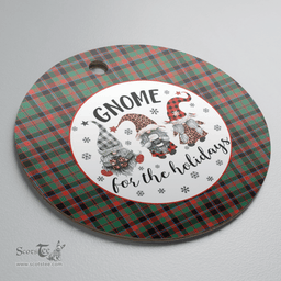 Scottish Cumming Hunting Ancient Clan Tartan Ceramic Ornament - Gnome Round Style Scottish Plaid Tartan Plaid