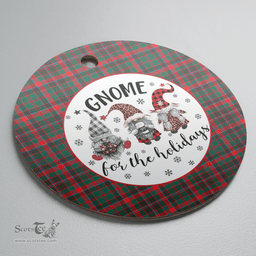Scottish Cumming Hunting Modern Clan Tartan Ceramic Ornament - Gnome Round Style Scottish Plaid Tartan Plaid