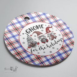 Scottish Boswell Modern Clan Tartan Ceramic Ornament - Gnome Round Style Scottish Plaid Tartan Plaid
