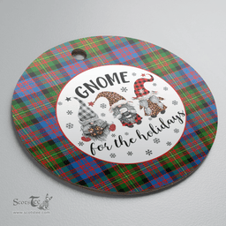 Scottish Carnegie Ancient Clan Tartan Ceramic Ornament - Gnome Round Style Scottish Plaid Tartan Plaid