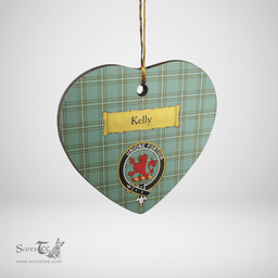 Scottish Kelly Dress Clan Tartan Ceramic Ornament - Crest Heart Style Scottish Plaid Tartan Plaid