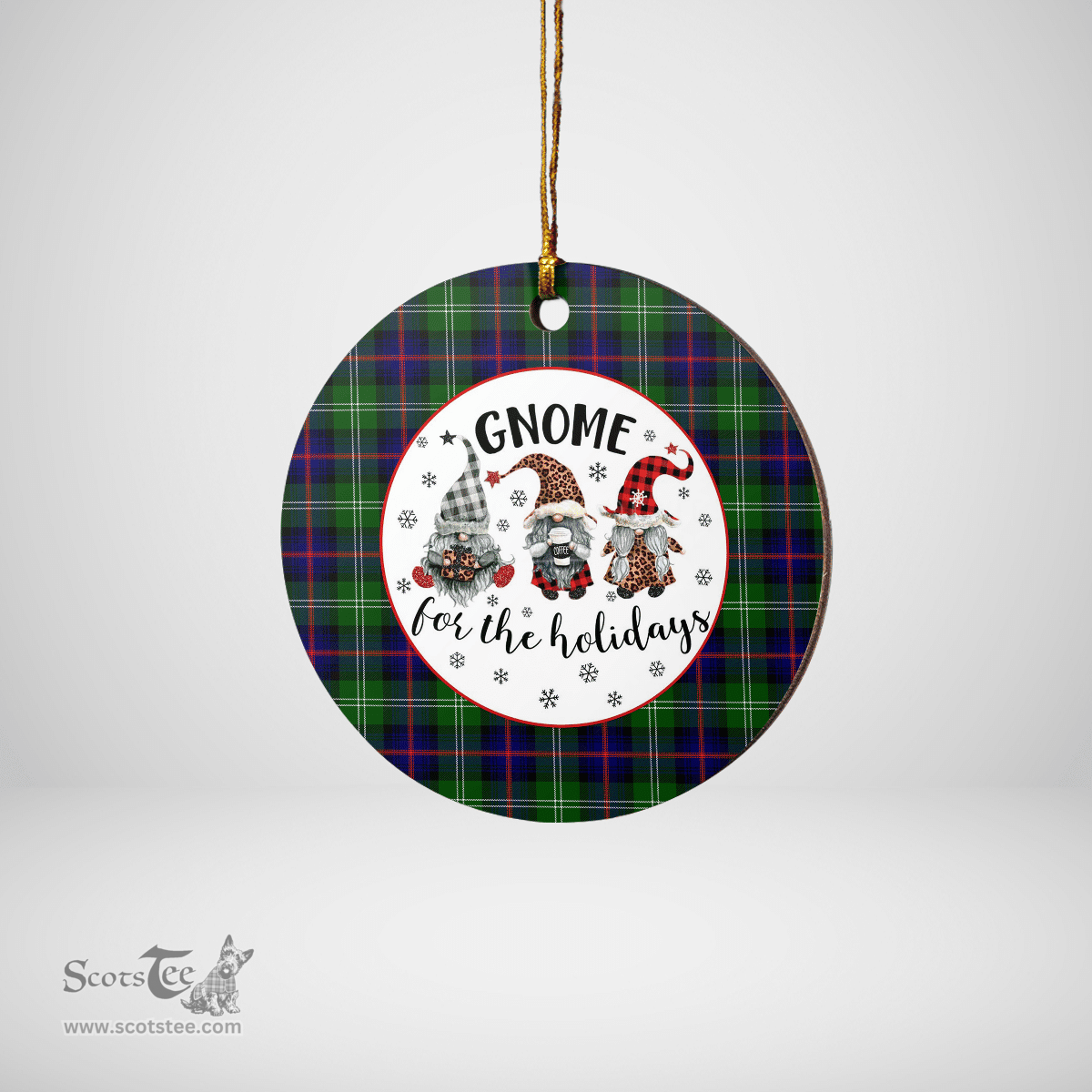 Scottish Sutherland Modern Clan Tartan Ceramic Ornament - Gnome Round Style Scottish Plaid Tartan Plaid