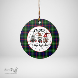Scottish Sutherland Modern Clan Tartan Ceramic Ornament - Gnome Round Style Scottish Plaid Tartan Plaid