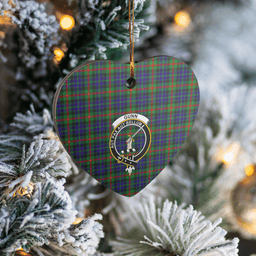 Scottish Gunn Clan Tartan Ceramic Ornament - Crest Heart Style Scottish Plaid Tartan Plaid