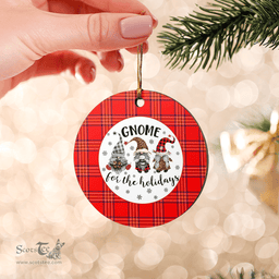 Scottish Burnett Modern Clan Tartan Ceramic Ornament - Gnome Round Style Scottish Plaid Tartan Plaid