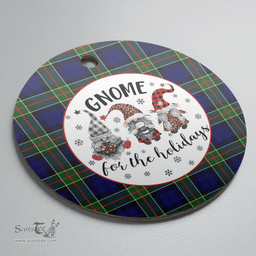 Scottish Colquhoun Modern Clan Tartan Ceramic Ornament - Gnome Round Style Scottish Plaid Tartan Plaid
